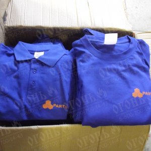 футболки синие с логотипом